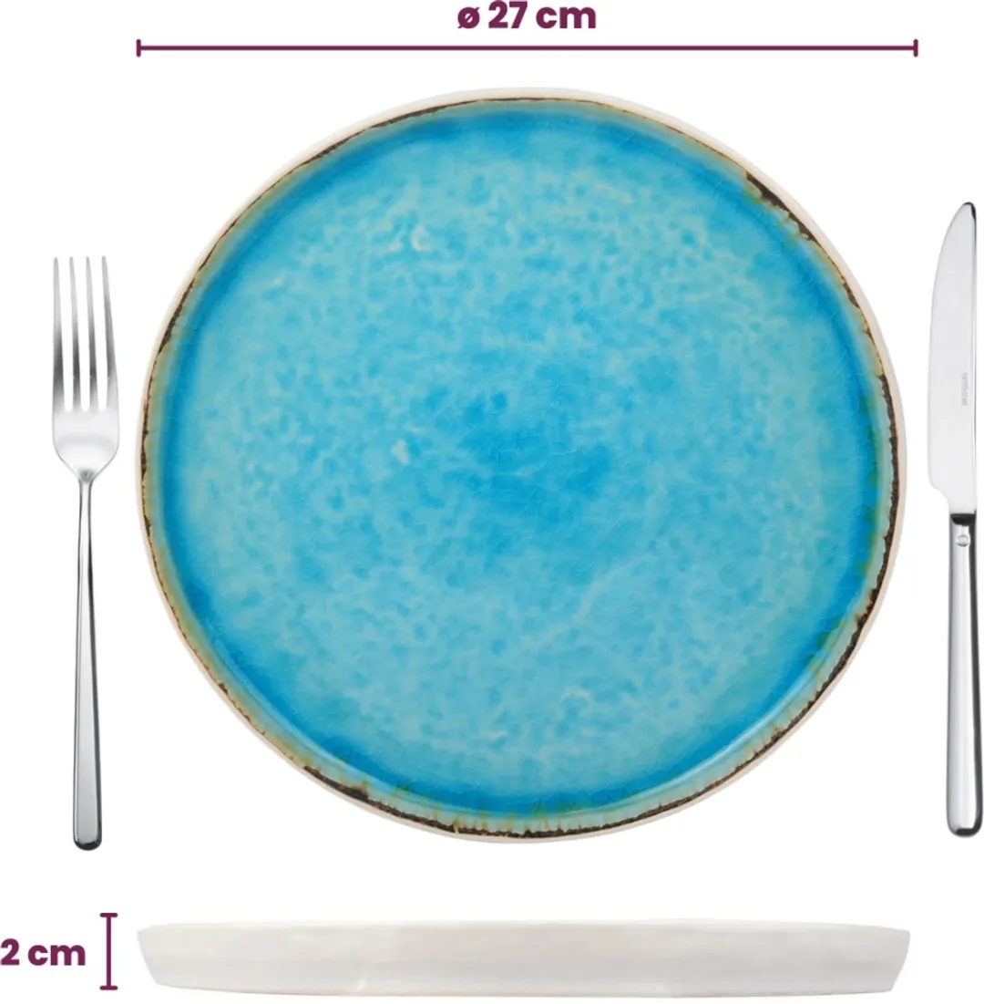 Cosy&Trendy Laguna Azzurro Dinerborden - 4 Stuks Ø 27cm