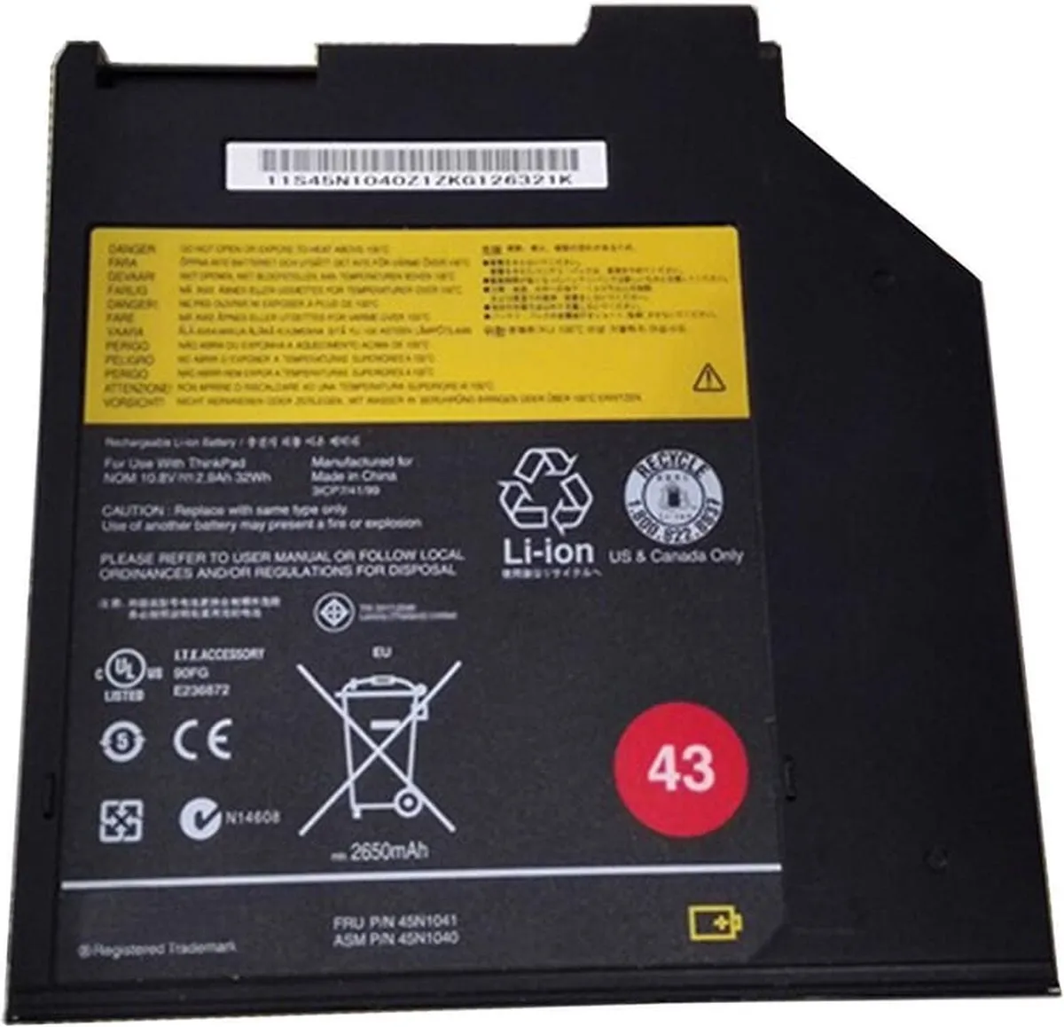 Lenovo 0A36310 Accu Laptop 2900mAh