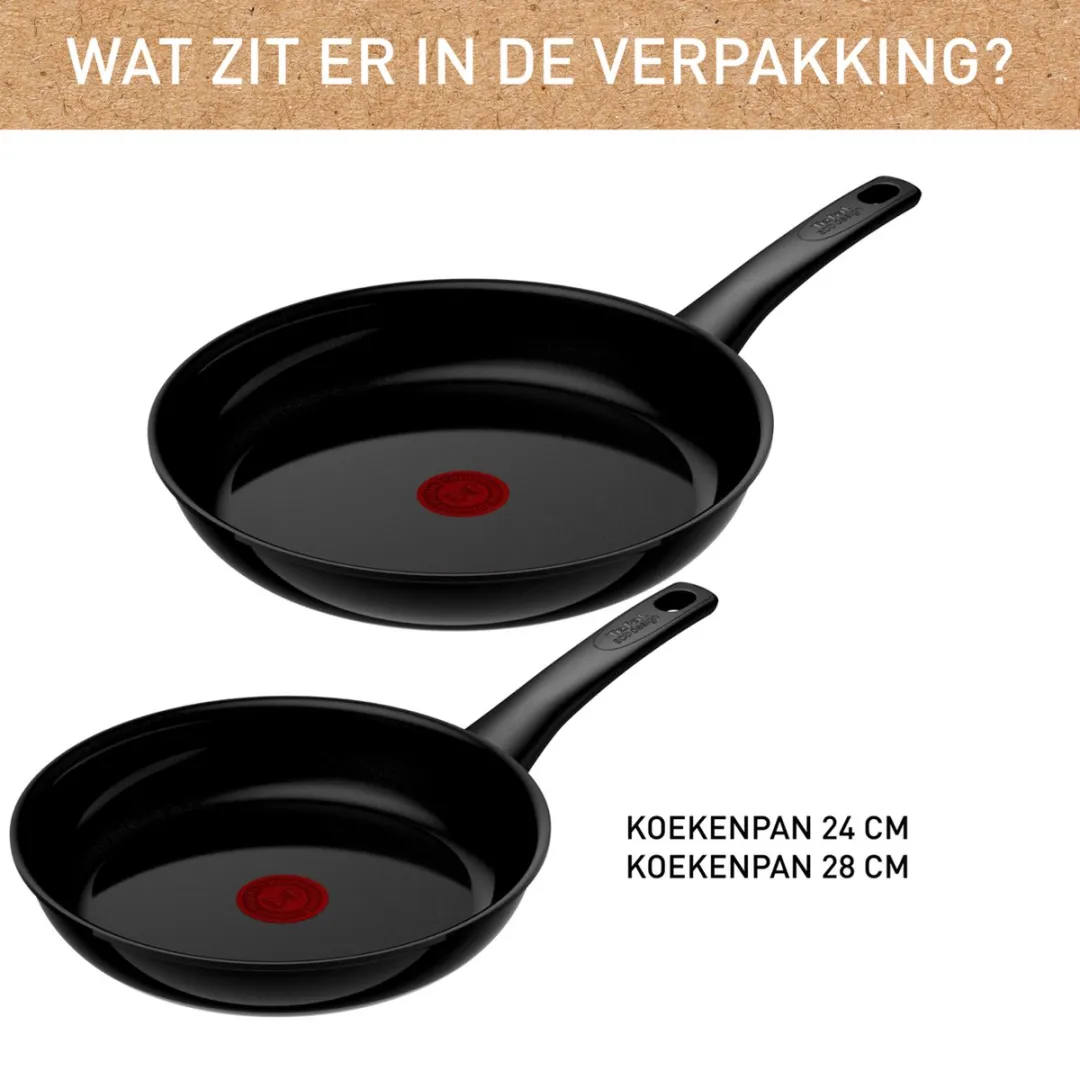 Tefal Renew Black ON Keramische Koekenpannenset 24 & 28cm - PFAS-vrij - afbeelding 6 van 6