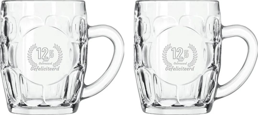 Libbey Bierpullen 55cl Gefeliciteerd 12,5 Jaar Getrouwd