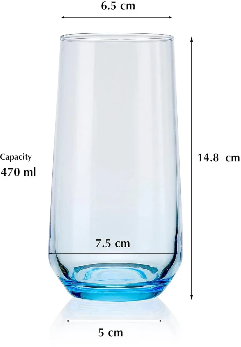 Pasabahce Allegra Blauwe Longdrinkglazen - 470ml - 3 Stuks