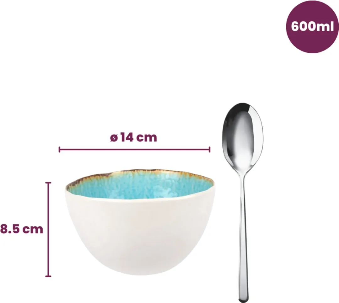 Cosy&Trendy Kom Laguna Azzurro - 4 Stuks 600ml - Ø14cm - Blauw