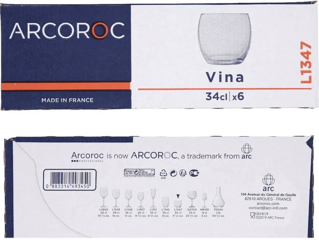 Arcoroc RPL4402 Glazenset - 6 Stuks - 240ml Transparant