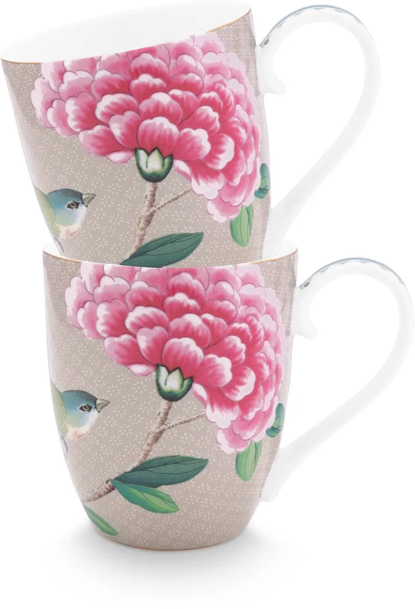 Pip Studio Blushing Birds Mokken 51.002.567 - Theemokken 450ml - 2 Stuks