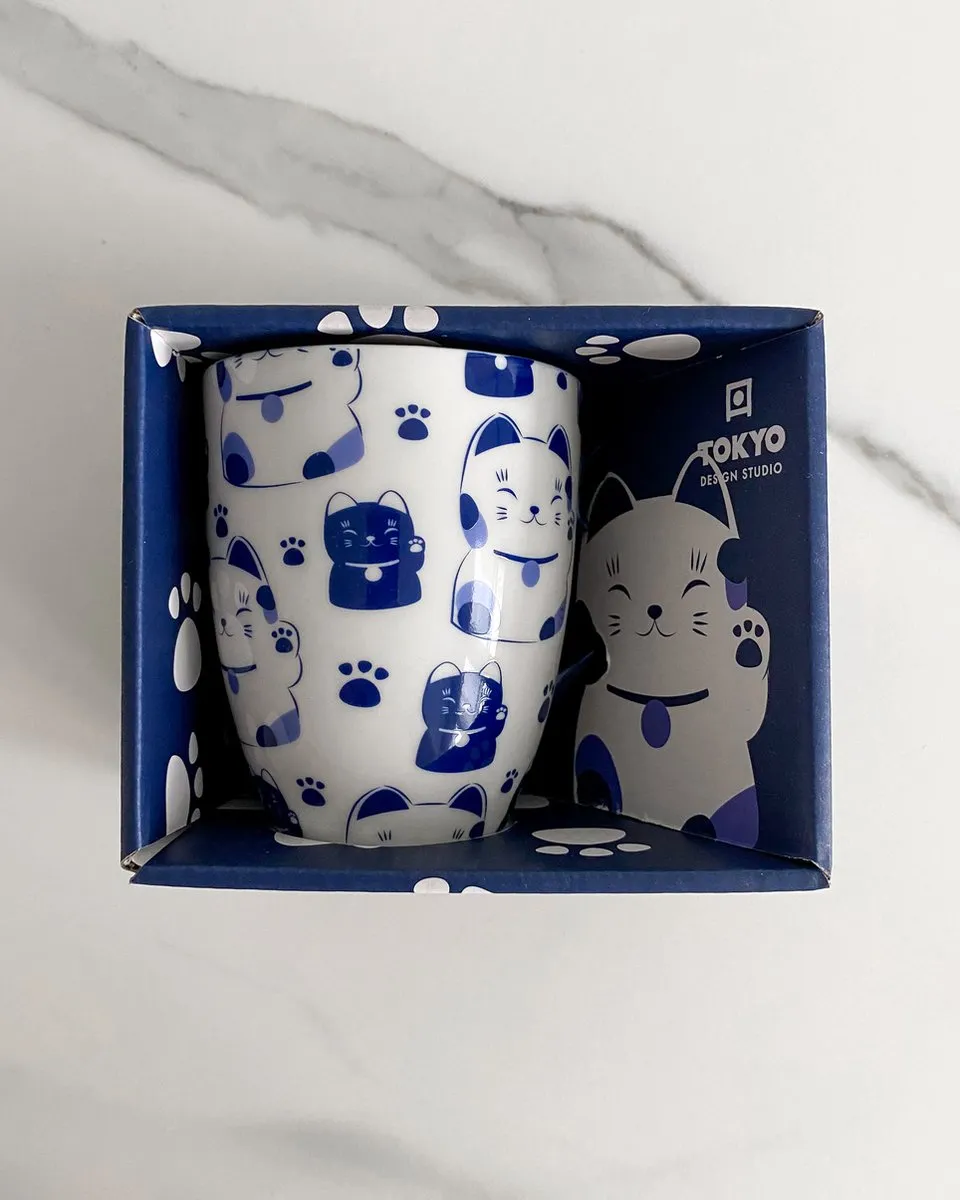 Tokyo Design Studio Maneko Mok 21528 - 380ml - Wit/Blauw
