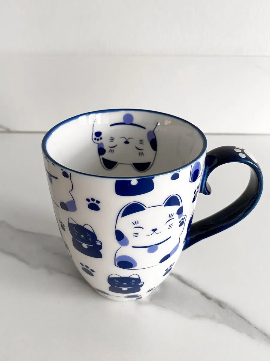 Tokyo Design Studio Maneko Mok 21528 - 380ml - Wit/Blauw