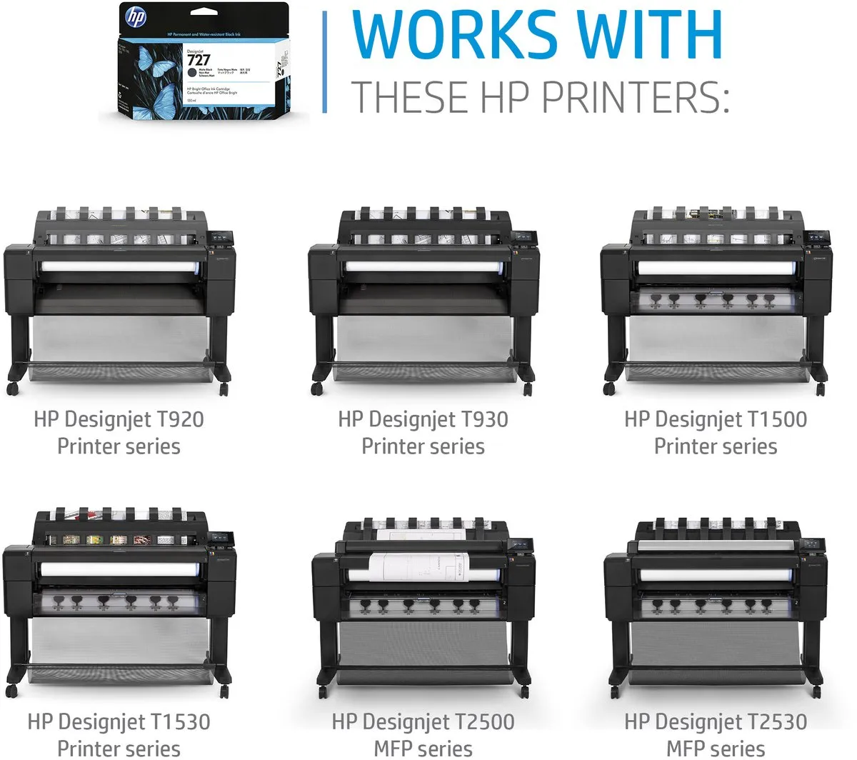 HP 727 F9J80A Inktcartridge - 300ml - Grijs