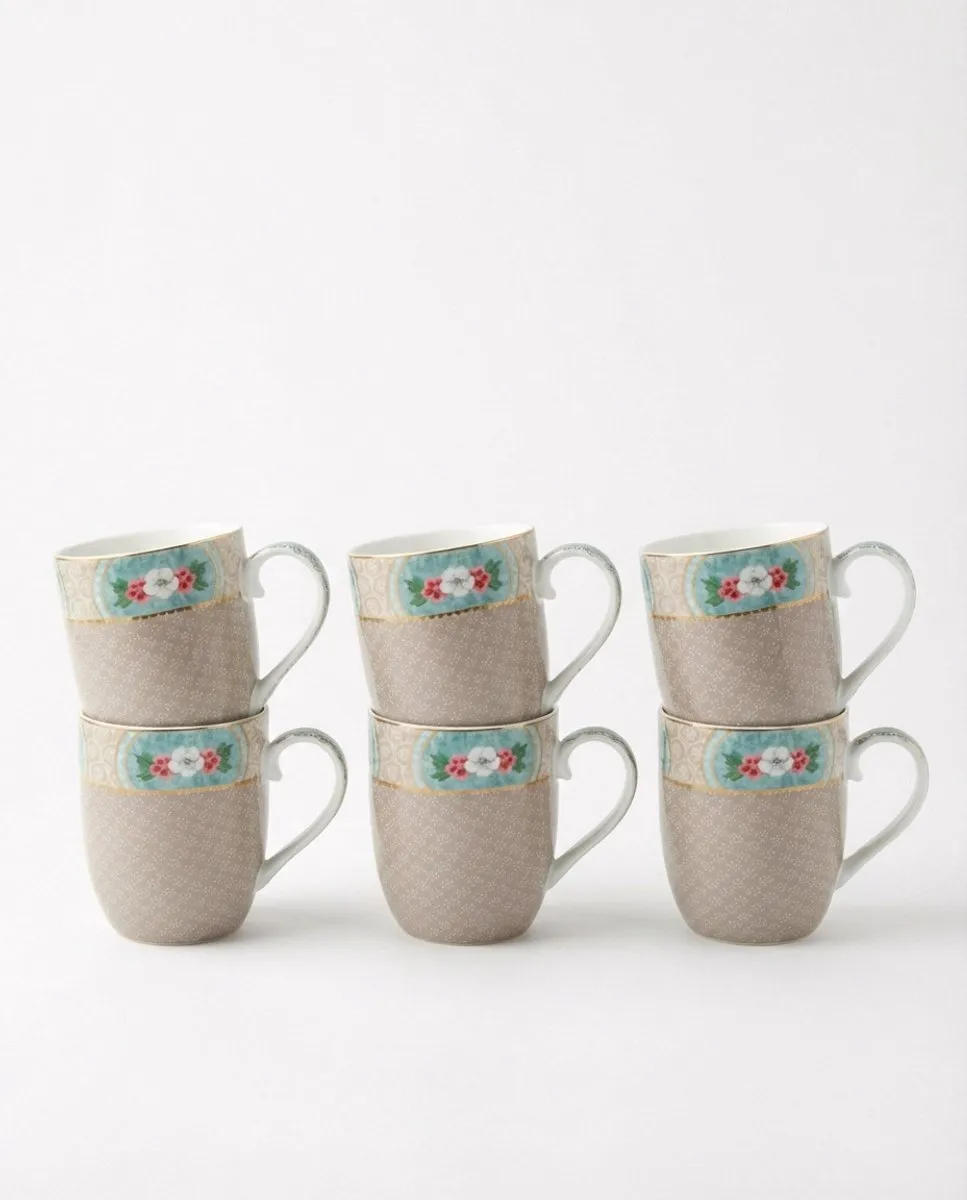 Pip Studio Blushing Birds Mokken 200ml - 6 Stuks - Blauw