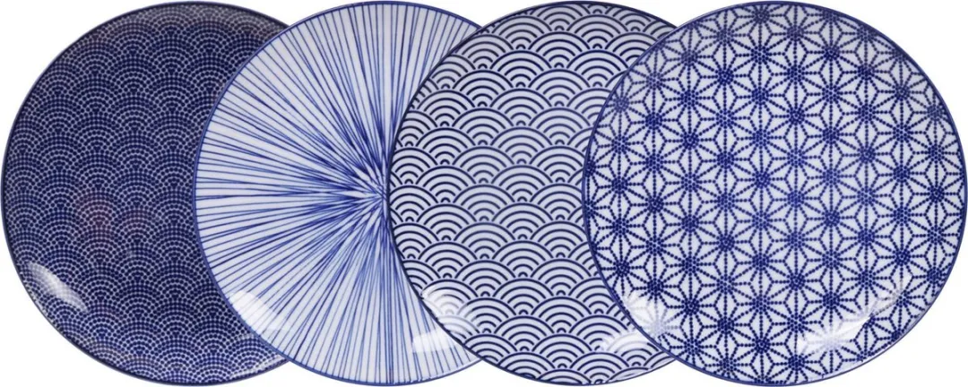 Tokyo Design Studio Nippon Blue Set 4 Borden Ø 20,6cm - Porselein