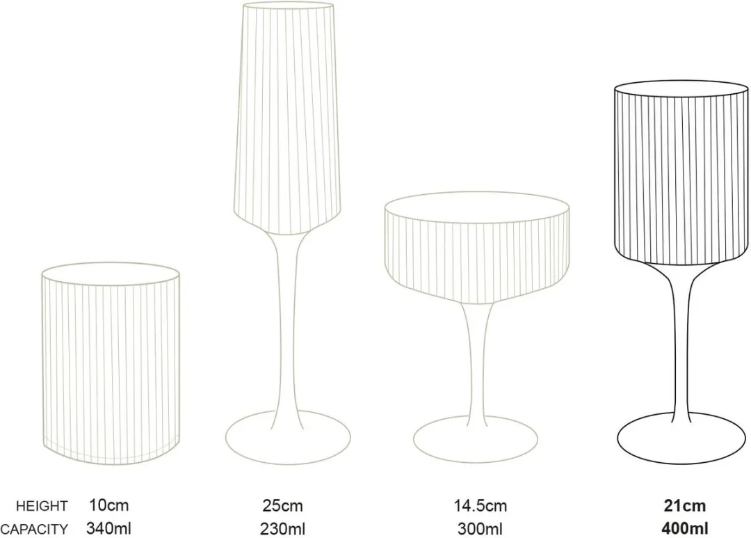 vtwonen Wijnglazen 400ml - 4 Stuks - Gouden Rand