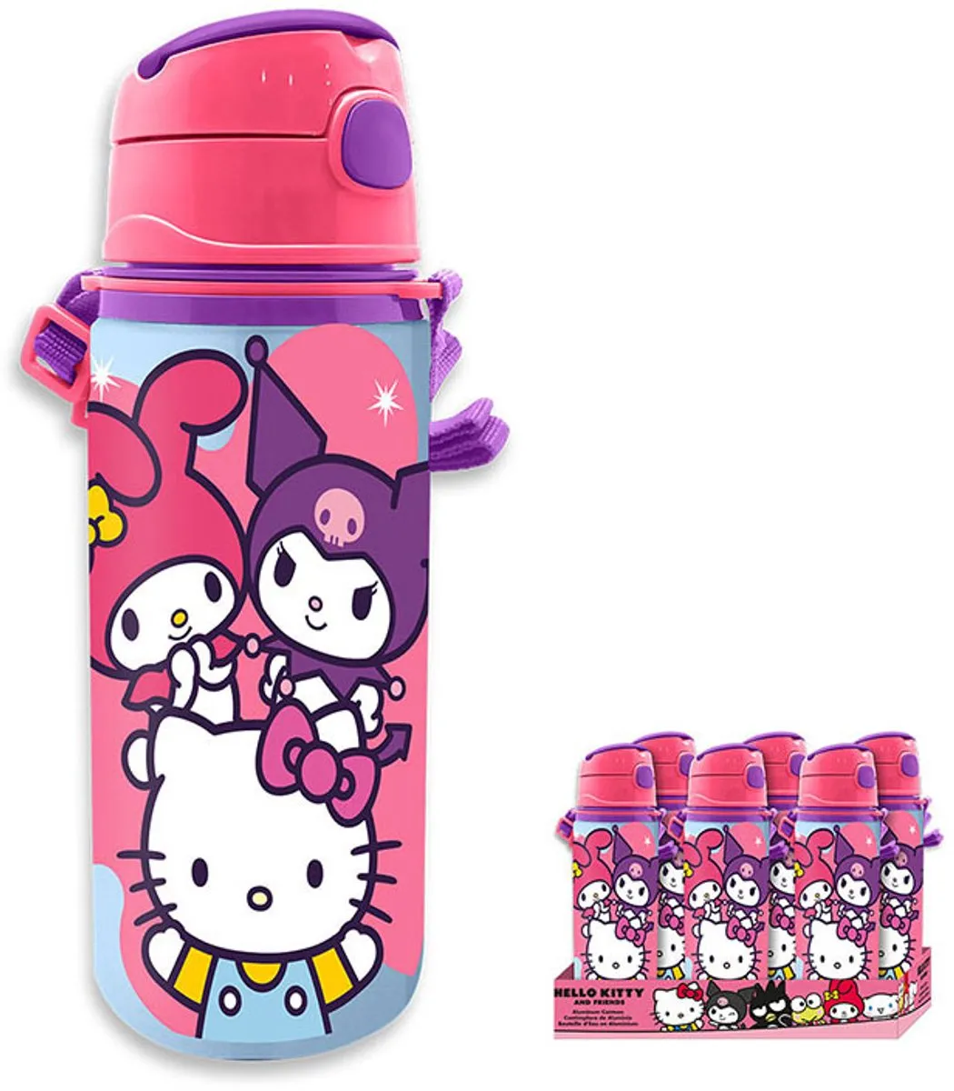 Hello Kitty & Friends Aluminium Drinkfles 600ml - Roze - Met Kuromi