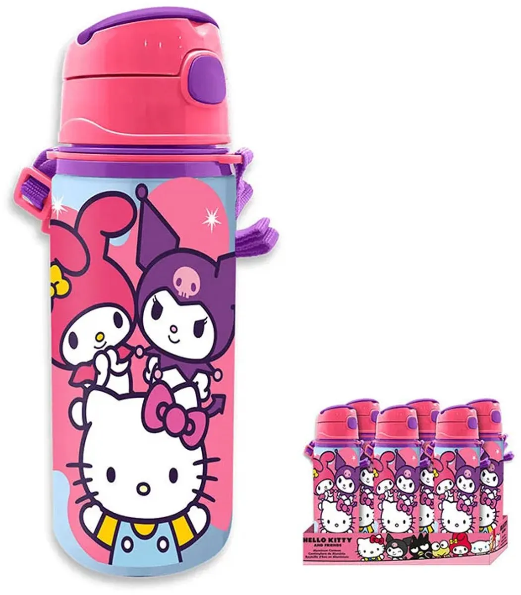 Hello Kitty & Friends Aluminium Drinkfles 600ml - Roze - Met Kuromi
