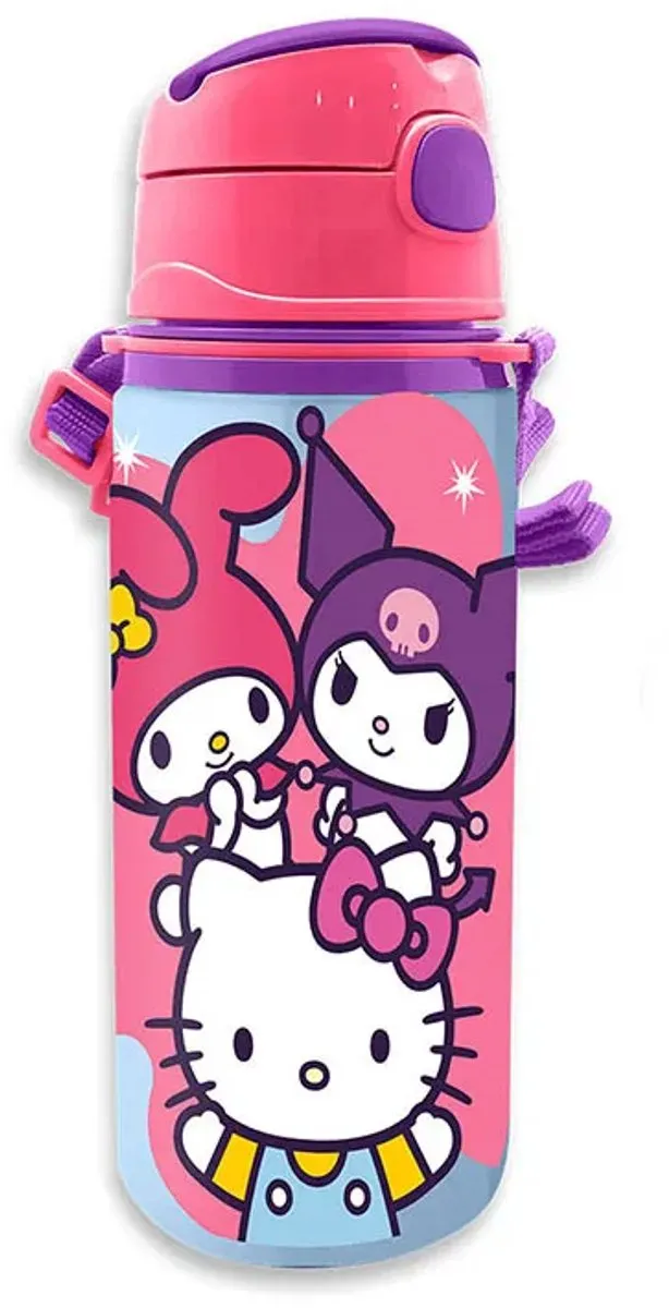 Hello Kitty & Friends Aluminium Drinkfles 600ml - Roze - Met Kuromi