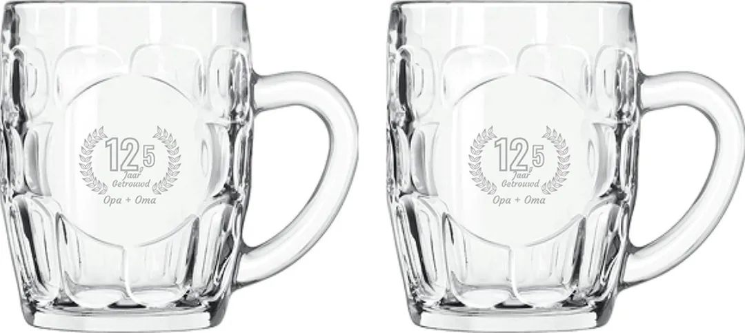 Libbey Gegraveerde Bierpullen 55cl Papa & Mama