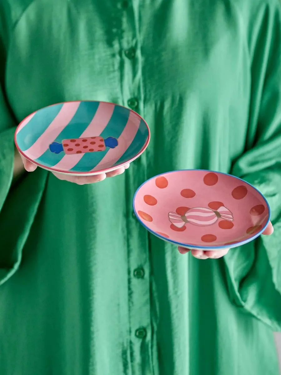 Bloomingville Caramella Aardewerk Bord - Roze - 16cm - Set van 2
