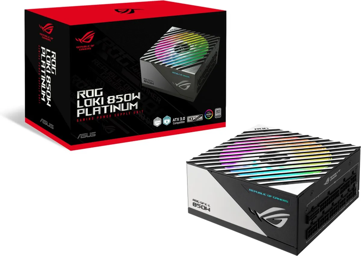 ASUS ROG Loki SFX-L 850W PSU - 90YE00N3-B0NA00 - Zwart/Zilver