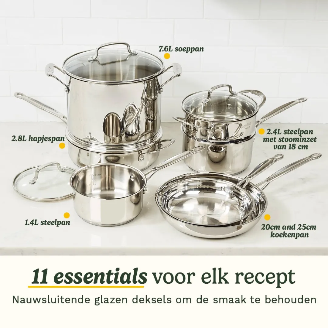 Cuisinart Chef’s Classic 7711G Pannenset 11-delig - RVS - Inductiegeschikt