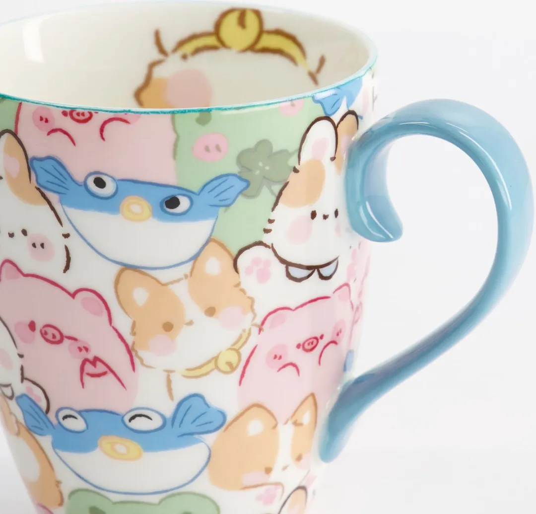 Tokyo Design Studio Kawaii Mok 33356 - 380ml - Roze/Blauw/ Groen