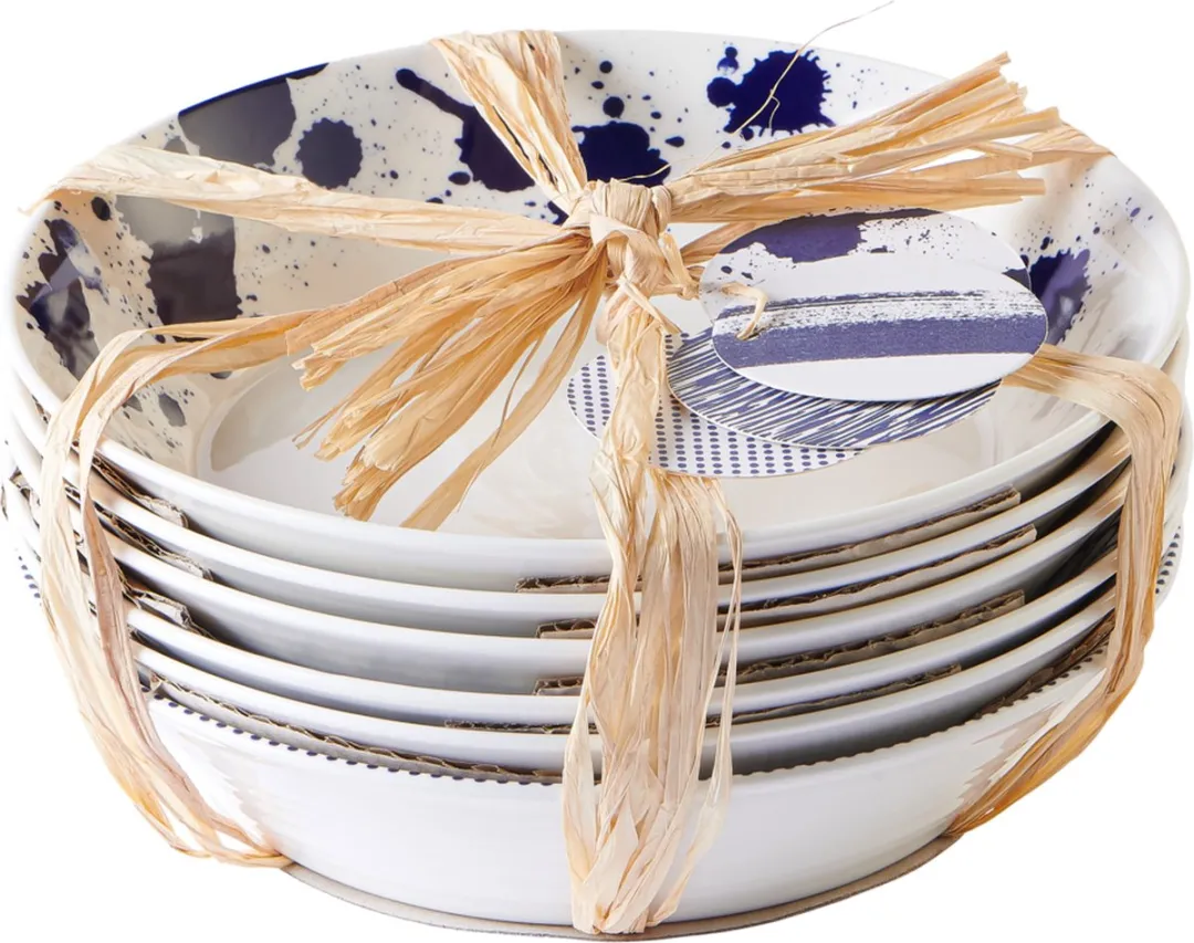 Royal Doulton Pacific Pastaborden - 6 Stuks - ⌀22cm - Wit/Blauw
