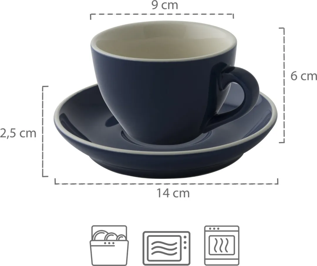 Palmer Colors Koffiekopjes 180ml - Blauw - 6 Stuks