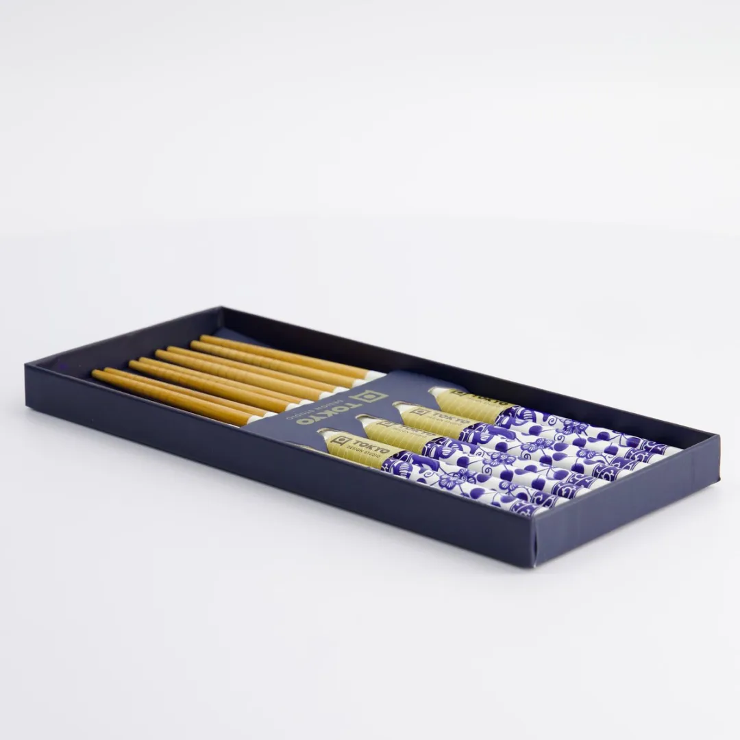 Tokyo Design Studio Eetstokjes Giftbox Golven Blauw - 5 Stuks
