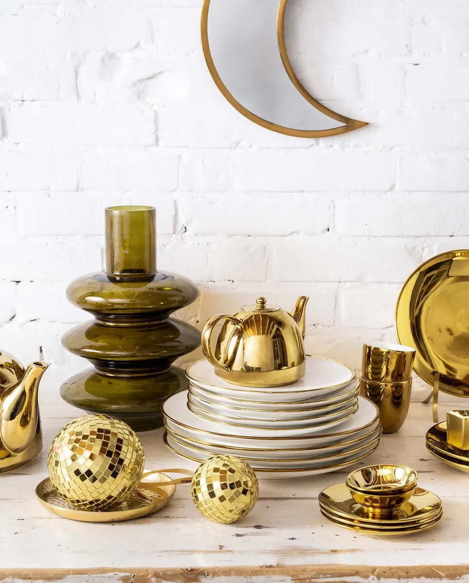 vtwonen Petit Four Borden Set - 4 Stuks - Ø14cm - Goud