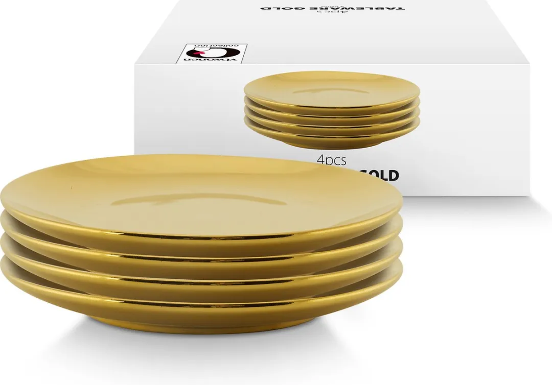 vtwonen Petit Four Borden Set - 4 Stuks - Ø14cm - Goud
