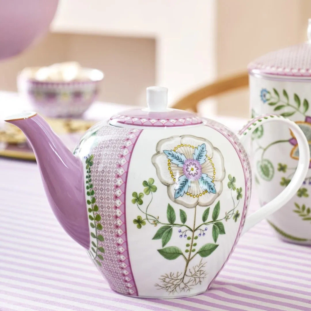Pip Studio Lily & Lotus Theepot 1.6L - 6 Kopjes - Lila