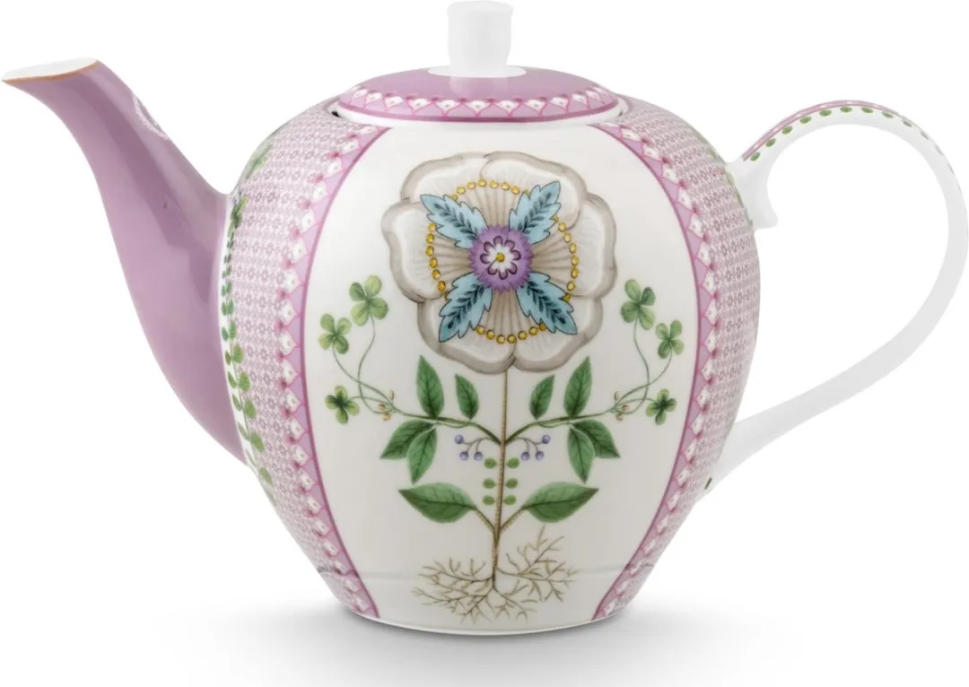 Pip Studio Lily & Lotus Theepot 1.6L - 6 Kopjes - Lila