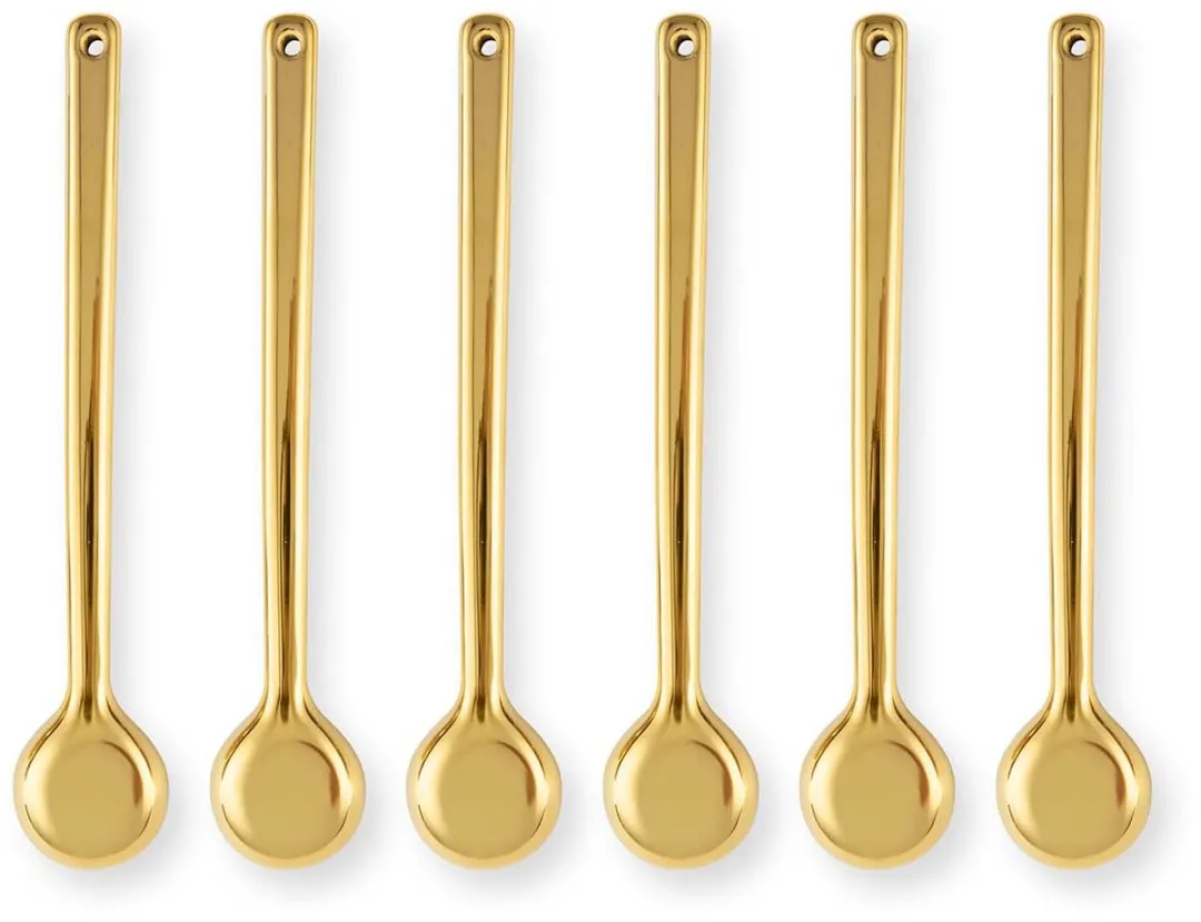 vtwonen Theelepels Porcelein Goud - 6 Stuks