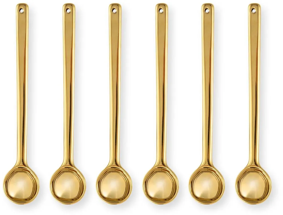 vtwonen Theelepels Porcelein Goud - 6 Stuks