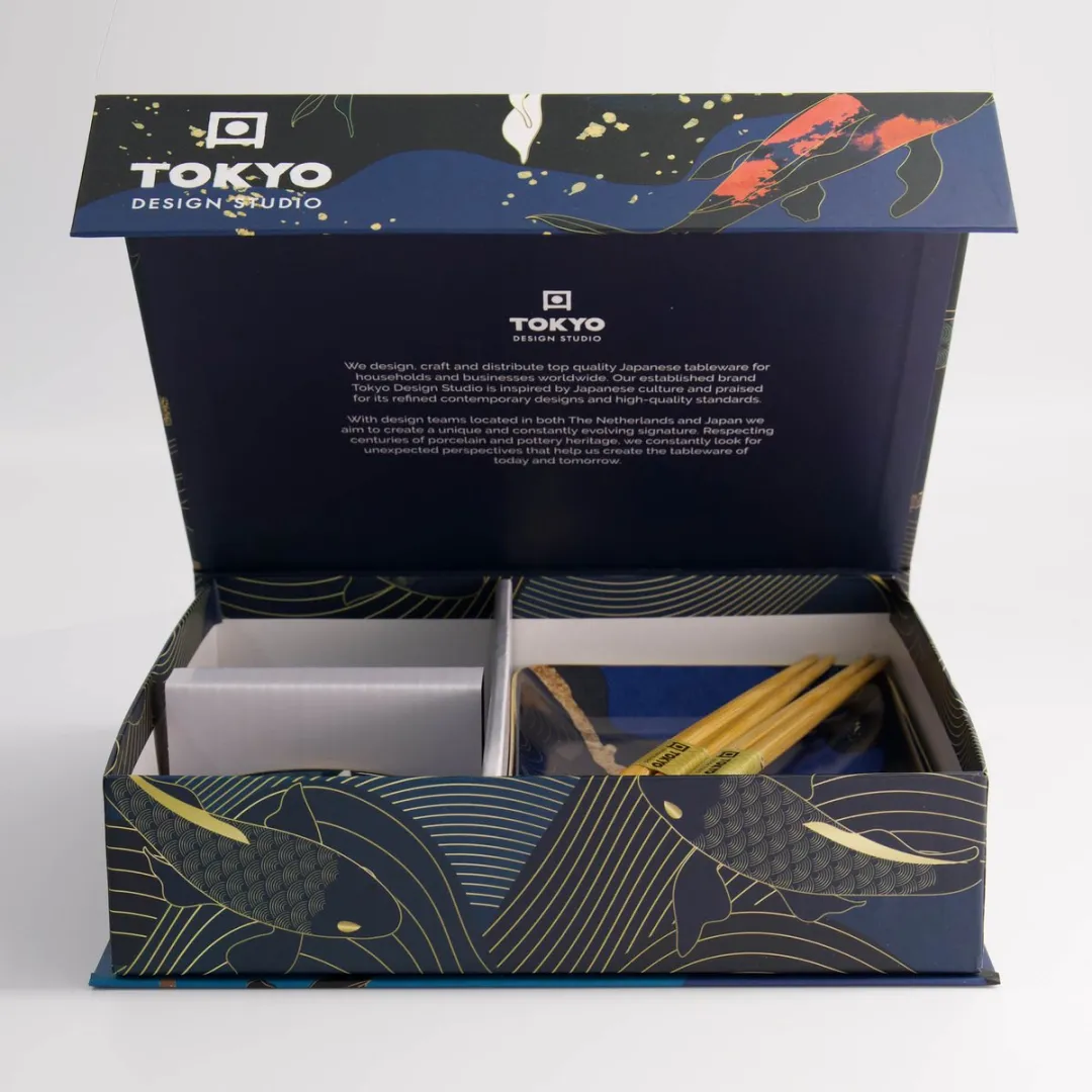 Tokyo Design Studio Kawaii Koi Sushi Plate Giftset 21675 - 8-delig - Blauw