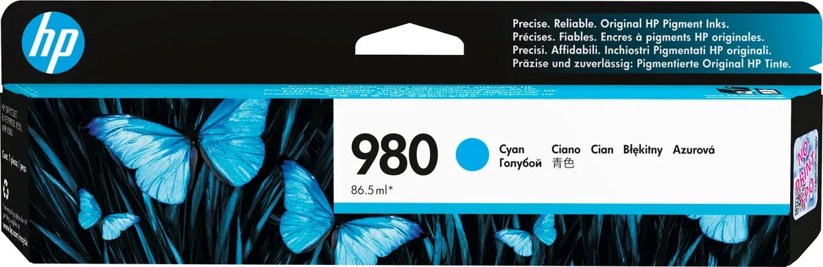 HP 980 Cyaan Inktcartridge D8J07A - 6600 Pagina's