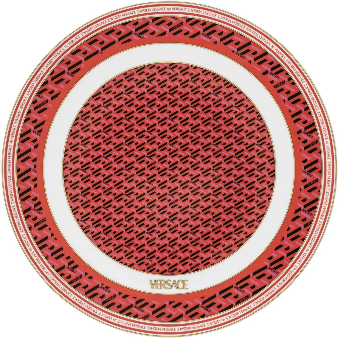 Rosenthal Versace La Greca Handtekening Plaatsbord - 33 cm - Rood