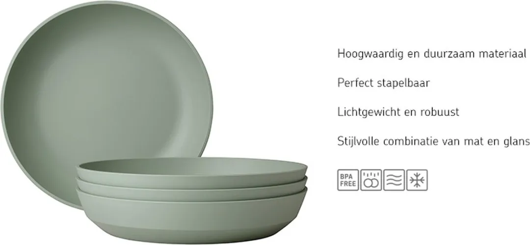 Mepal Silueta Diep Bord - 4 Stuks - Nordic White
