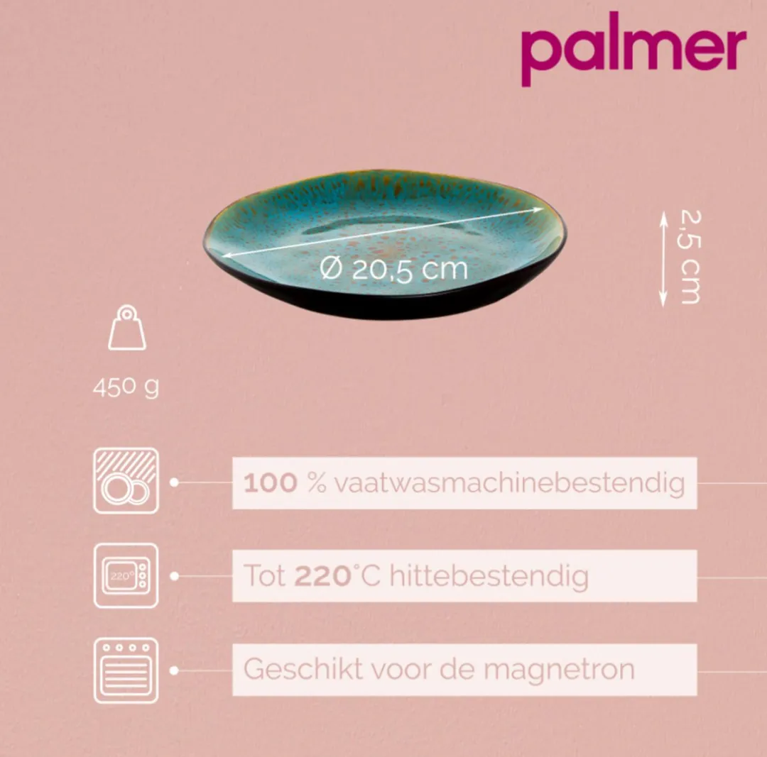 Palmer Lotus Bordenset 2 Stuks - ø 20,5 cm - Turquoise/Zwart