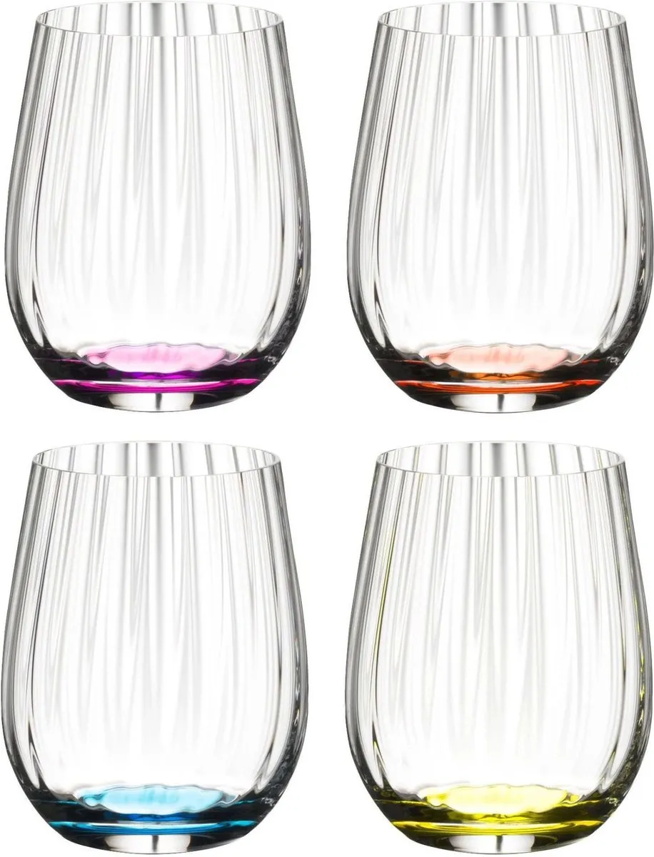 Riedel Tumbler Glas Optical Happy O Ribbel - 337ml - 4 Stuks