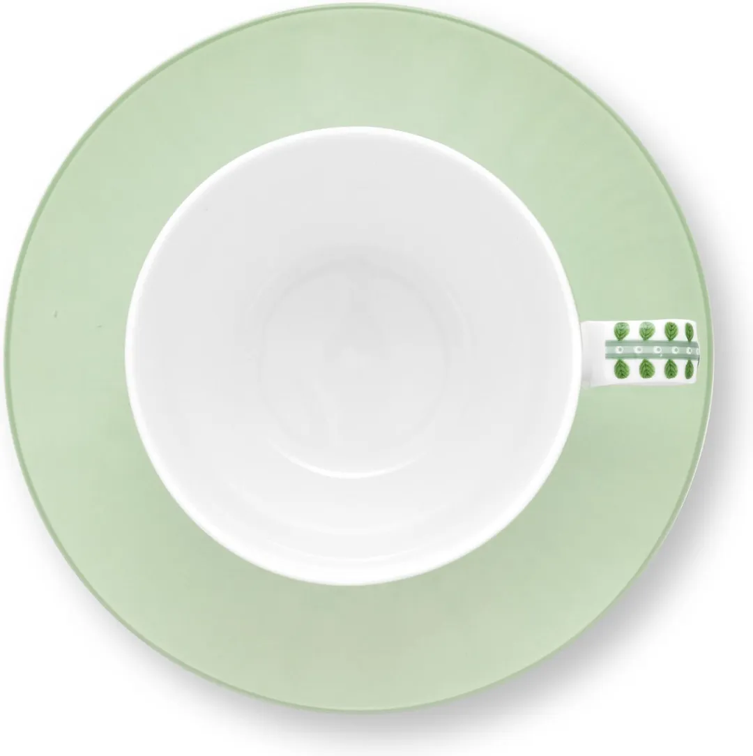Pip Studio Lily & Lotus Kop en schotel - 280ml - Groen - Porselein