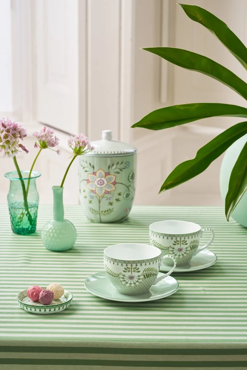 Pip Studio Lily & Lotus Kop en schotel - 280ml - Groen - Porselein
