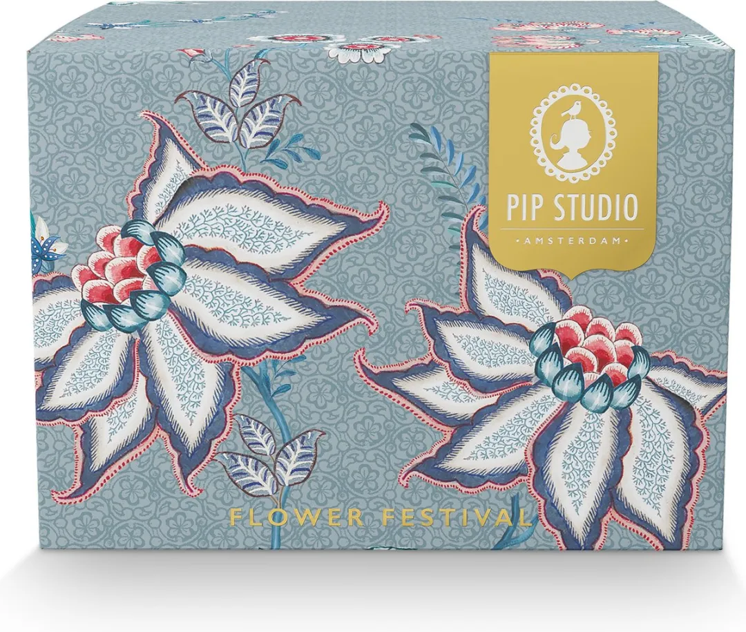Pip Studio Flower Festival Kop & Schotel - Lichtblauw - 280ml - 2 Stuks