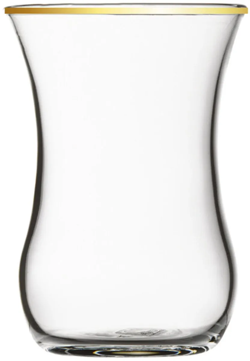 Pasabahce Golden Touch Tempo Theeglazen - 6 Stuks 120ml - Transparant/Goud