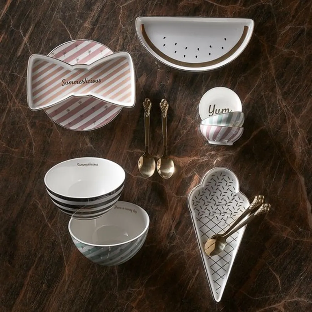 Riviera Maison Summerlicious Bow Plate Set - 4 Stuks - Wit