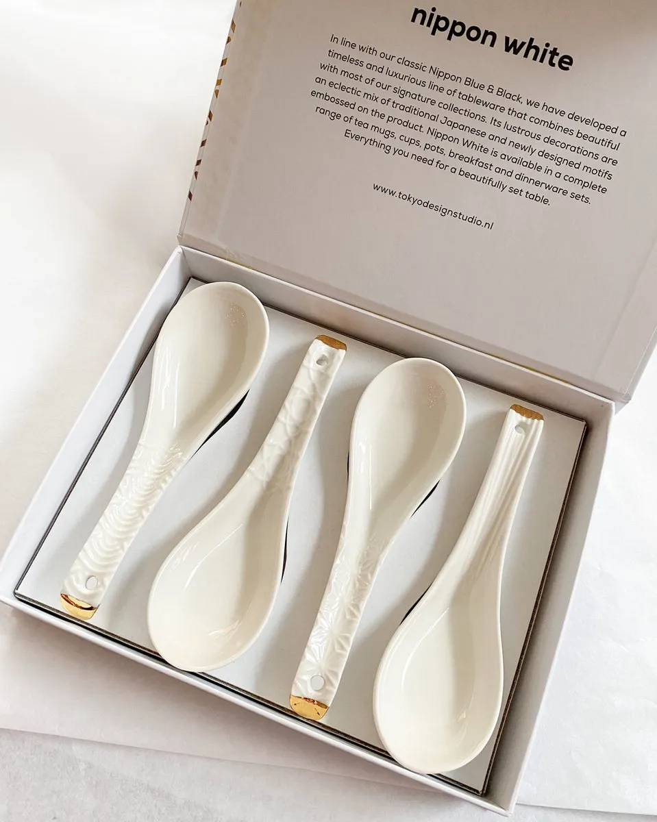 Tokyo Design Studio Nippon White Lepelset 4-delig - Wit/Goud