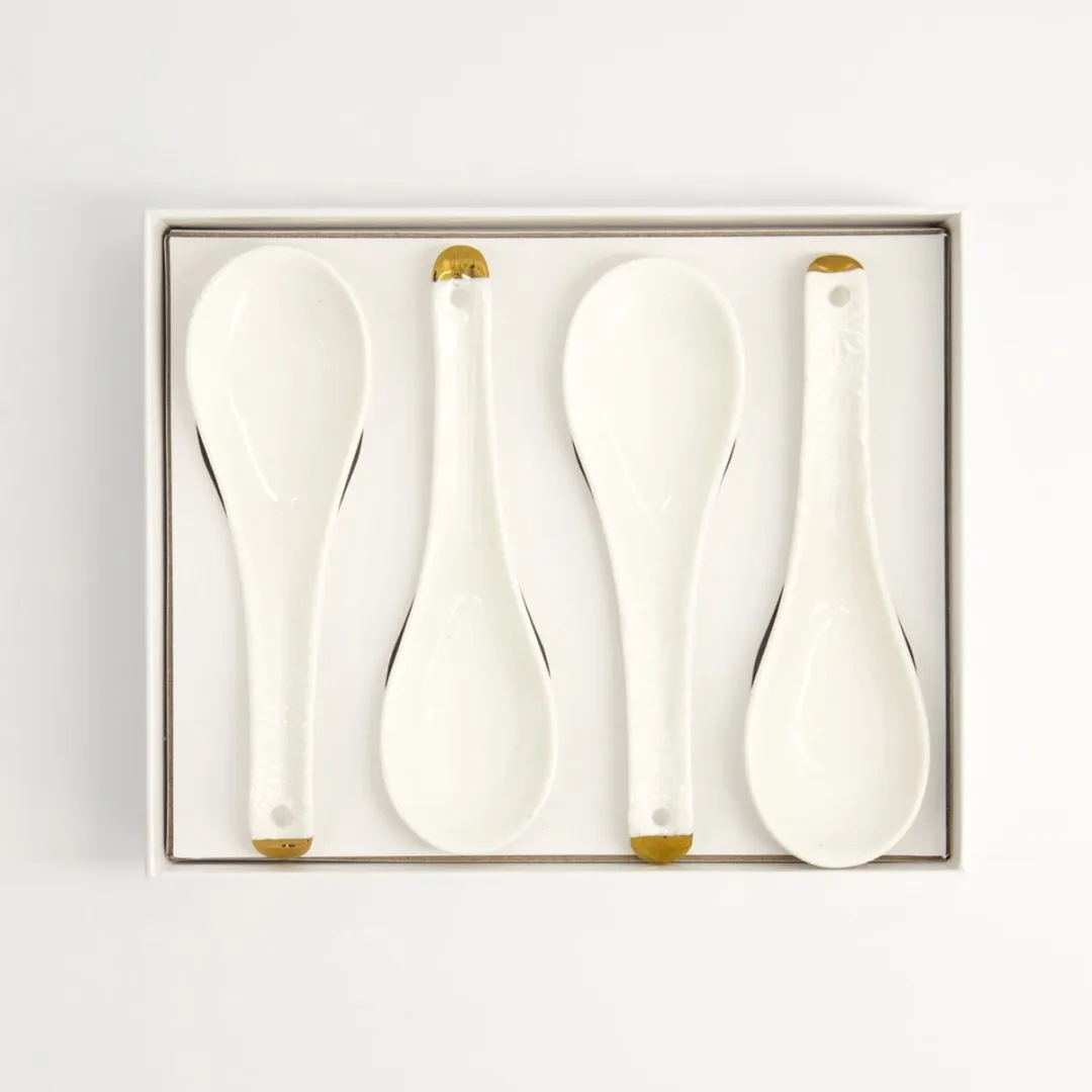 Tokyo Design Studio Nippon White Lepelset 4-delig - Wit/Goud - afbeelding 6 van 6