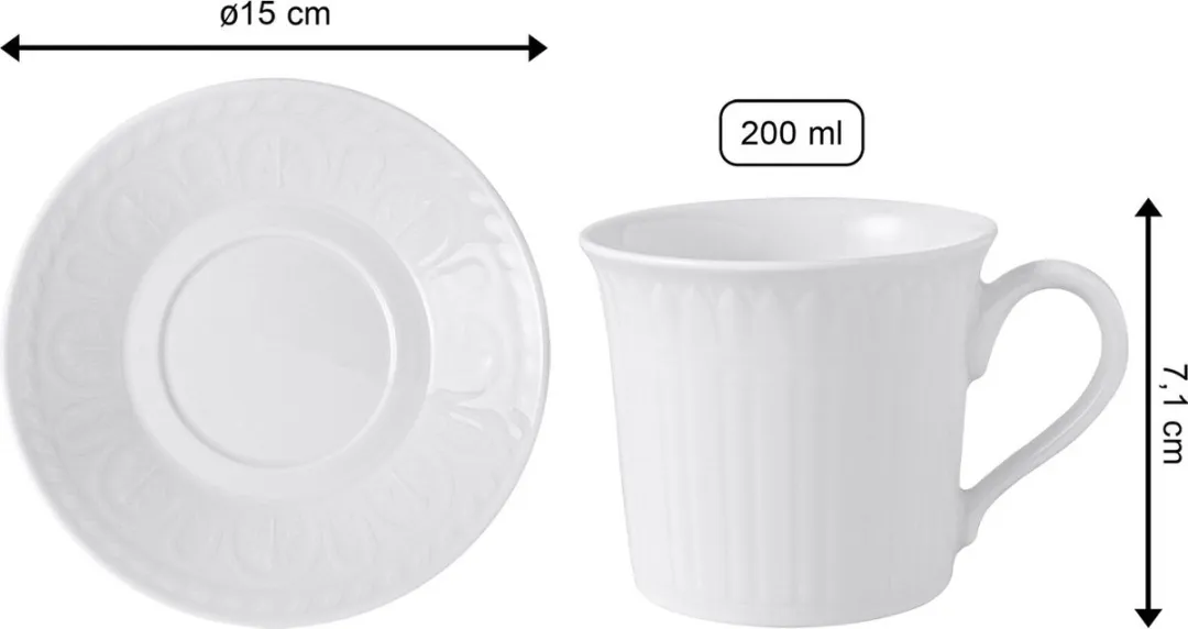 Villeroy & Boch Cellini Koffietasse Set 200ml - 2 Stuks - Wit