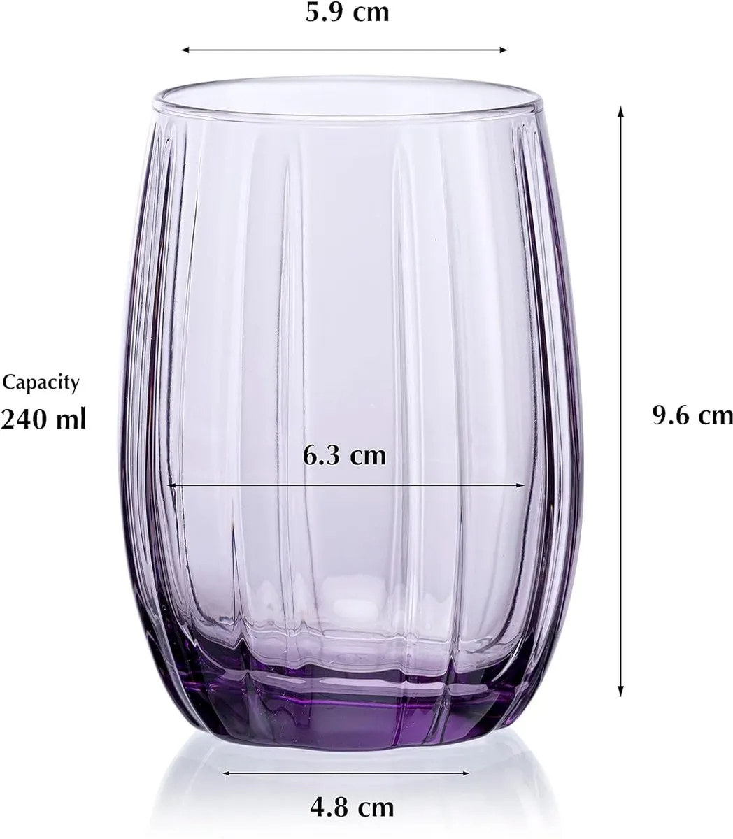 Pasabahce Linka Waterglazen - 240ml - Paars - 3 Stuks