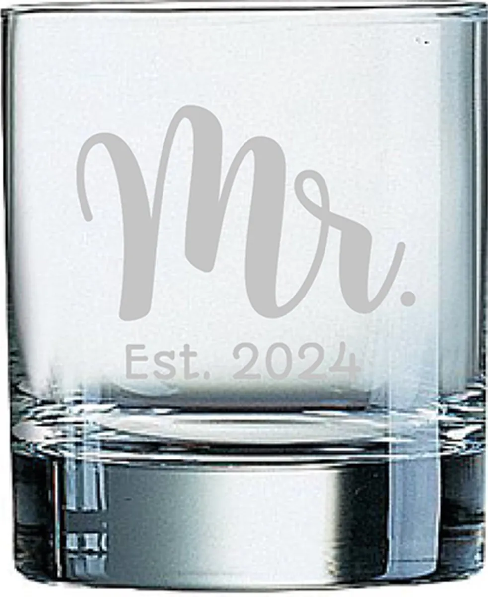 Arcoroc Mr. Est. 2024 Gegraveerd Whiskeyglas 20cl