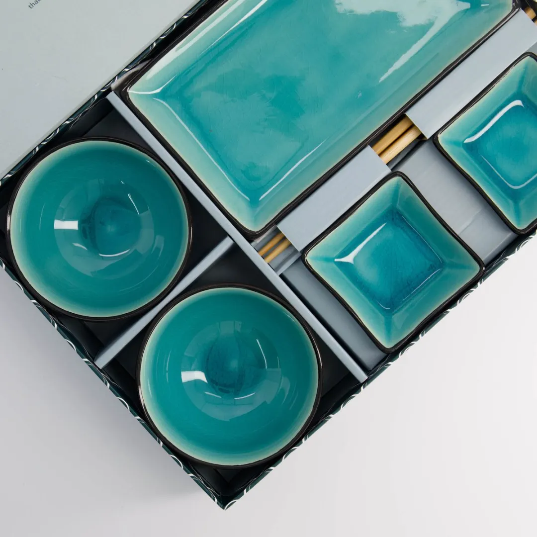 Tokyo Design Studio Glassy Turquoise Sushi Servies 8-delig - 2 Personen - afbeelding 6 van 6