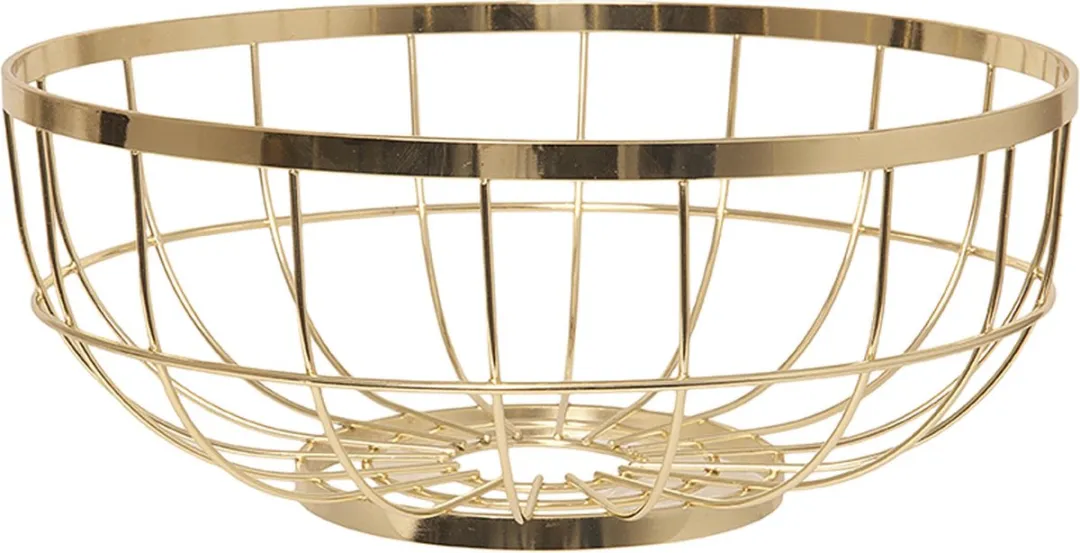 Present Time Fruitmand Open Grid - Metaal Goud - 28x12cm - Scandinavisch