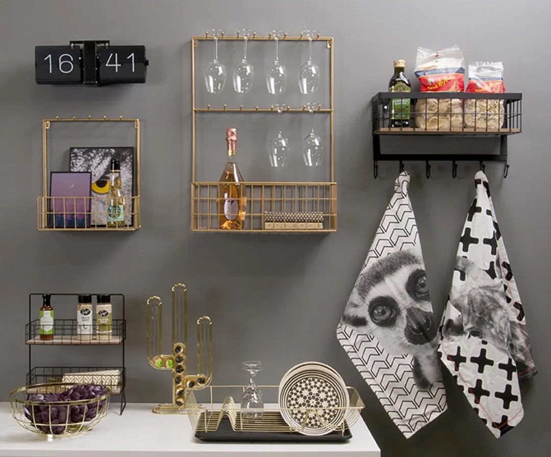 Present Time Fruitmand Open Grid - Metaal Goud - 28x12cm - Scandinavisch